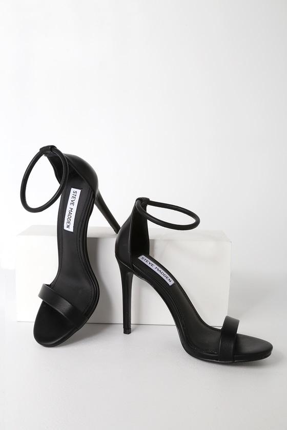 Lulus | Soph Black Ankle Strap Heels | Size 5.5 | Vegan Friendly